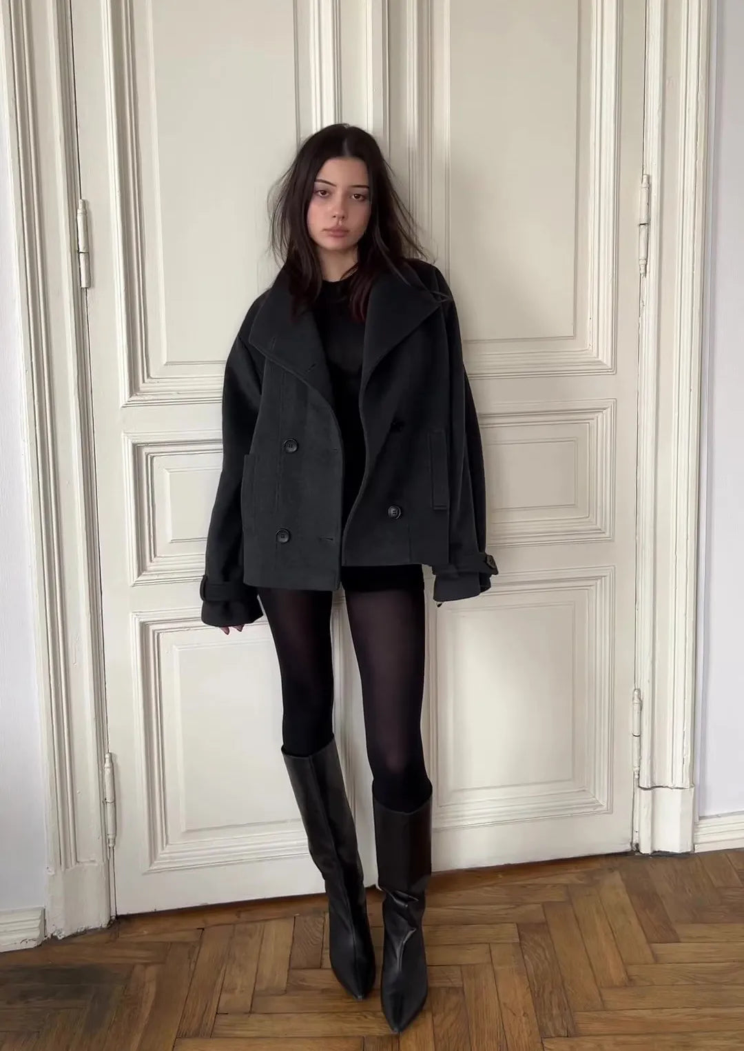 DAILYPICKD BLACK WOOL COAT
