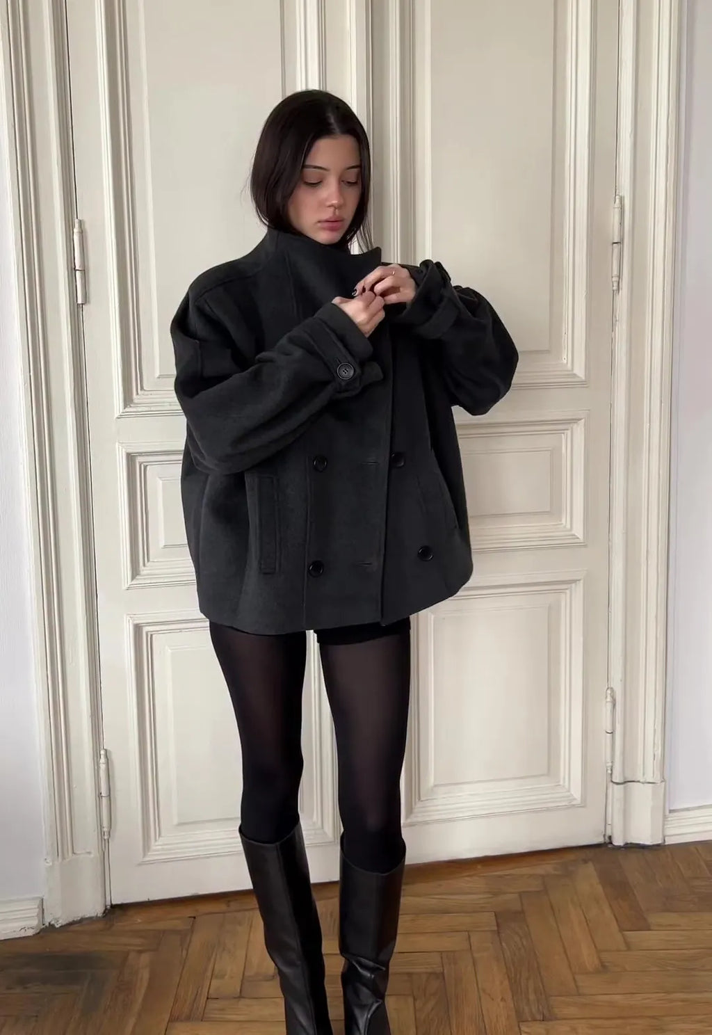 DAILYPICKD BLACK WOOL COAT
