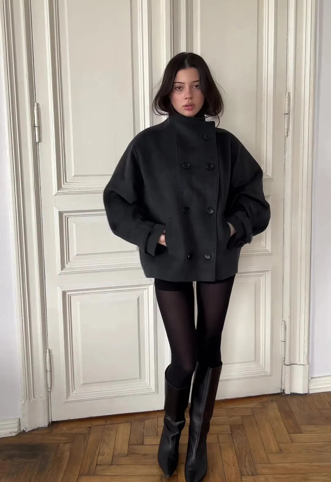 DAILYPICKD BLACK WOOL COAT