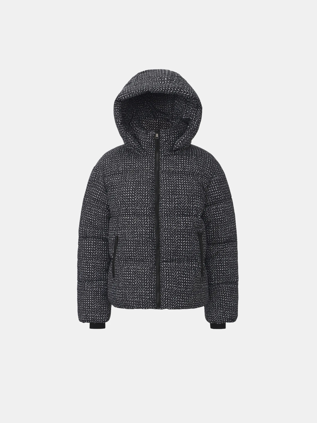 WarmCore™ Houndstooth Classic Short Detachable Hooded Puffer Jacket