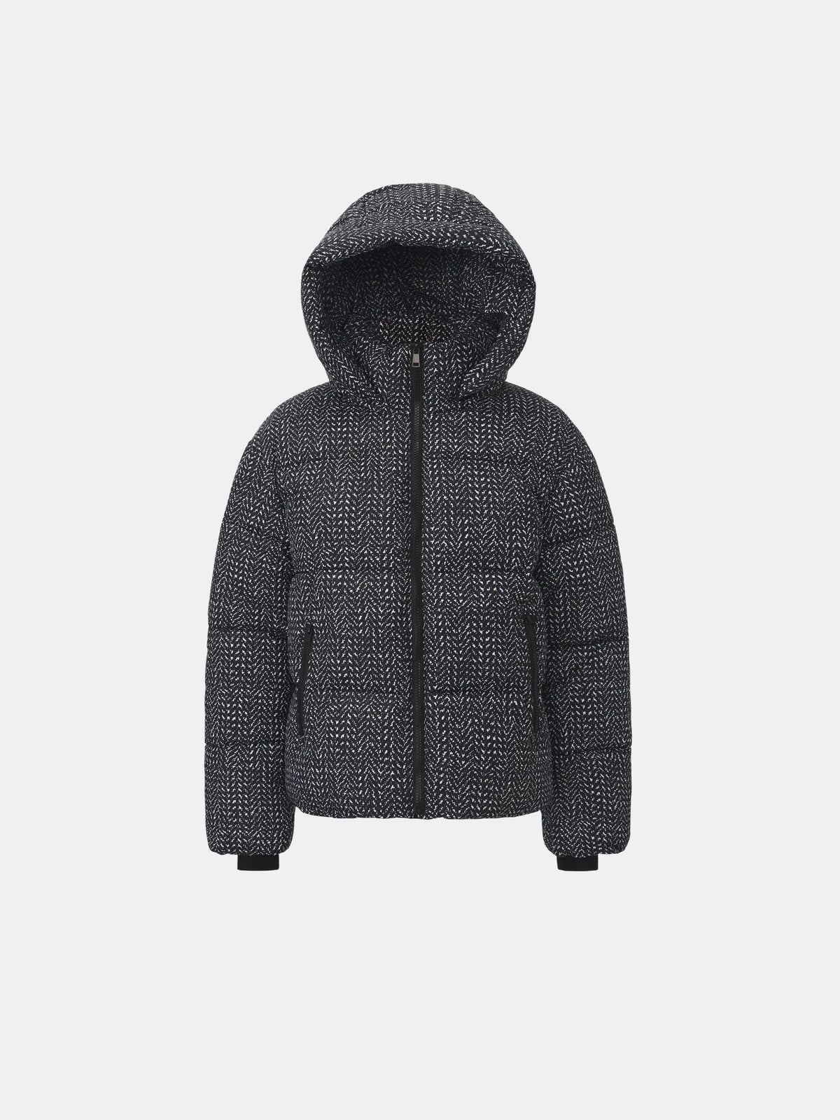 WarmCore™ Houndstooth Classic Short Detachable Hooded Puffer Jacket