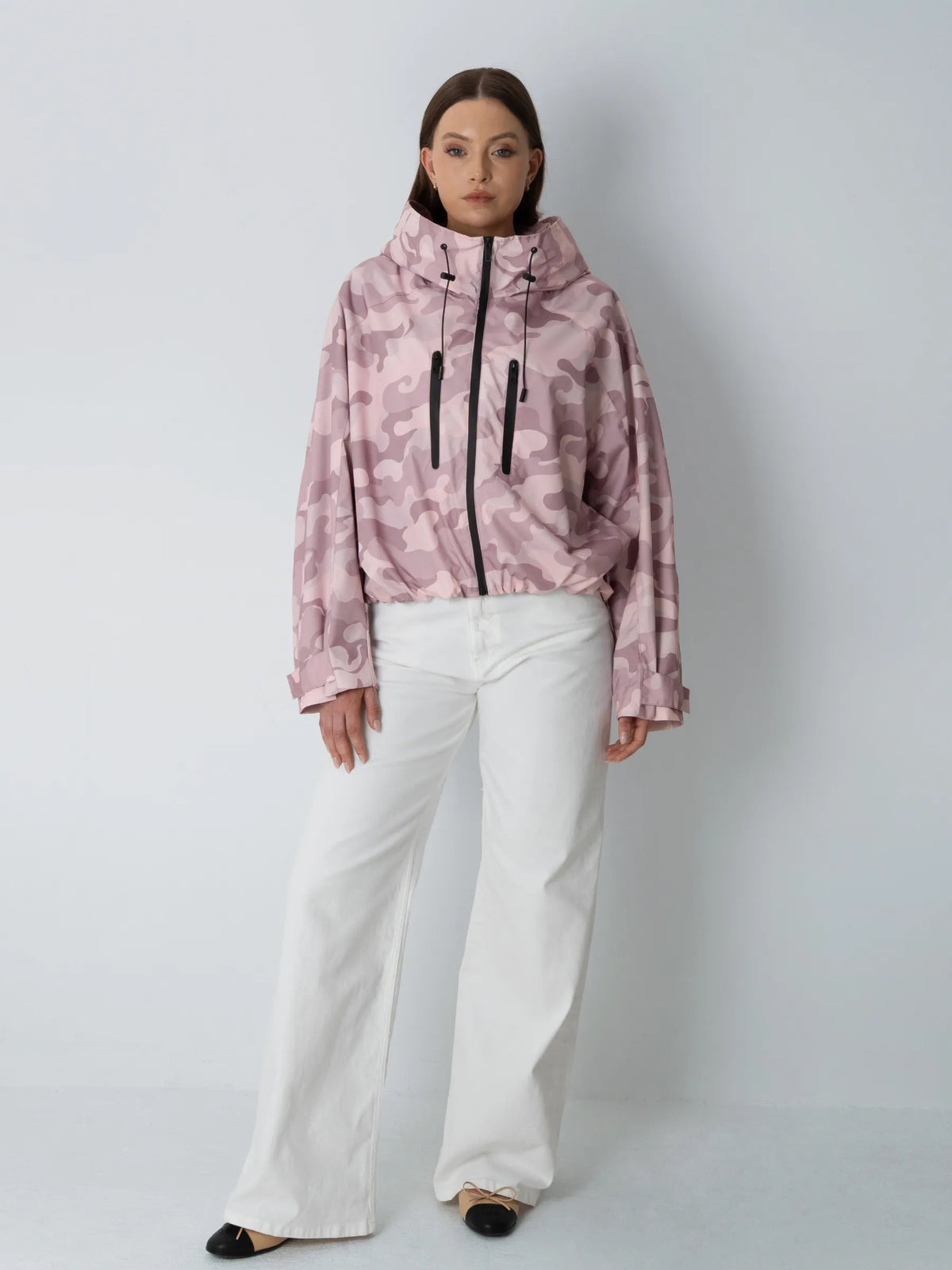 STM-TEX™ One Size Pink Camo Short Oversized Rain Jacket