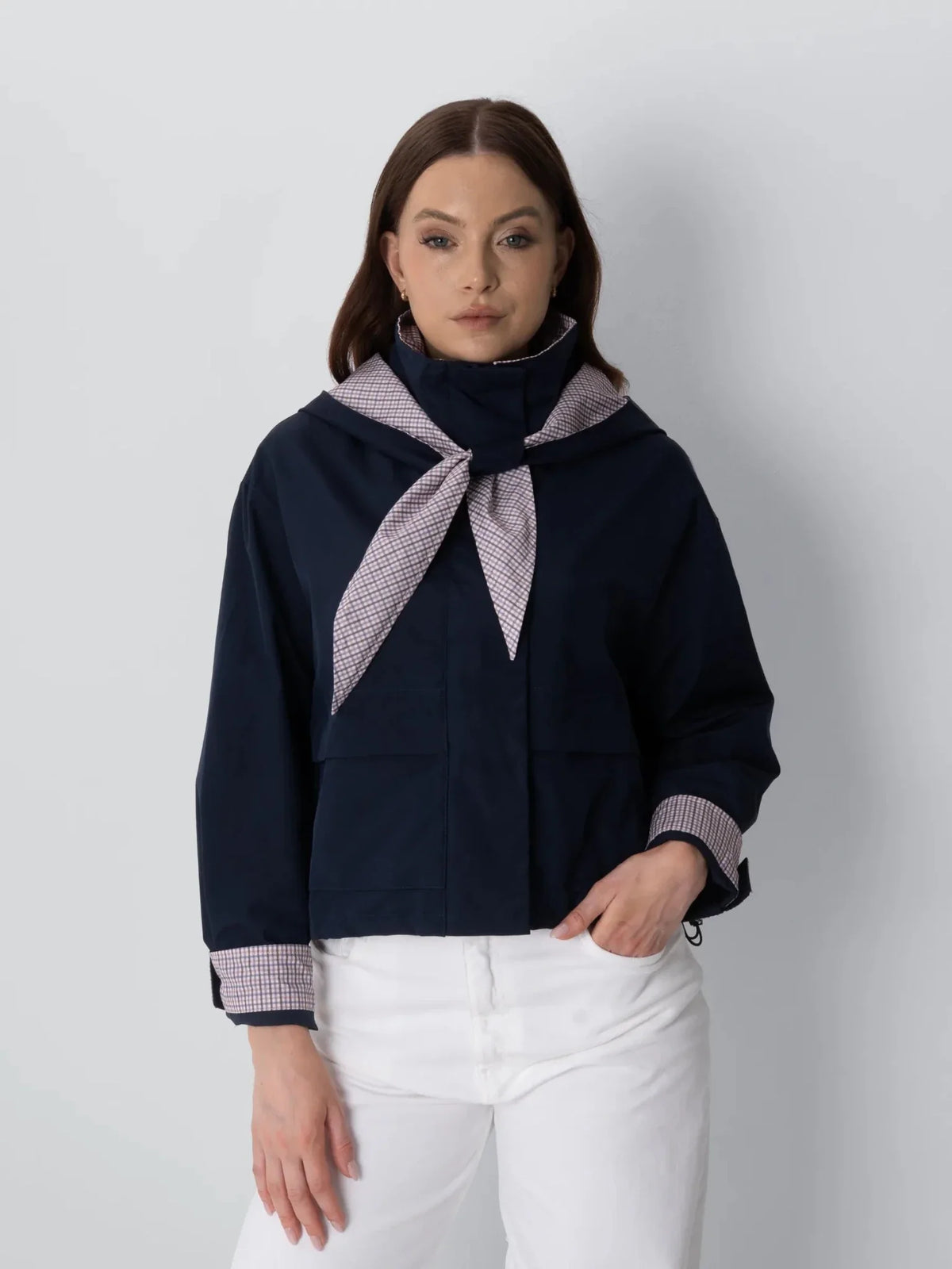 STM-TEX™ Funnel Collar Waterproof Bomber Jacket With Optional Hooded Scarf