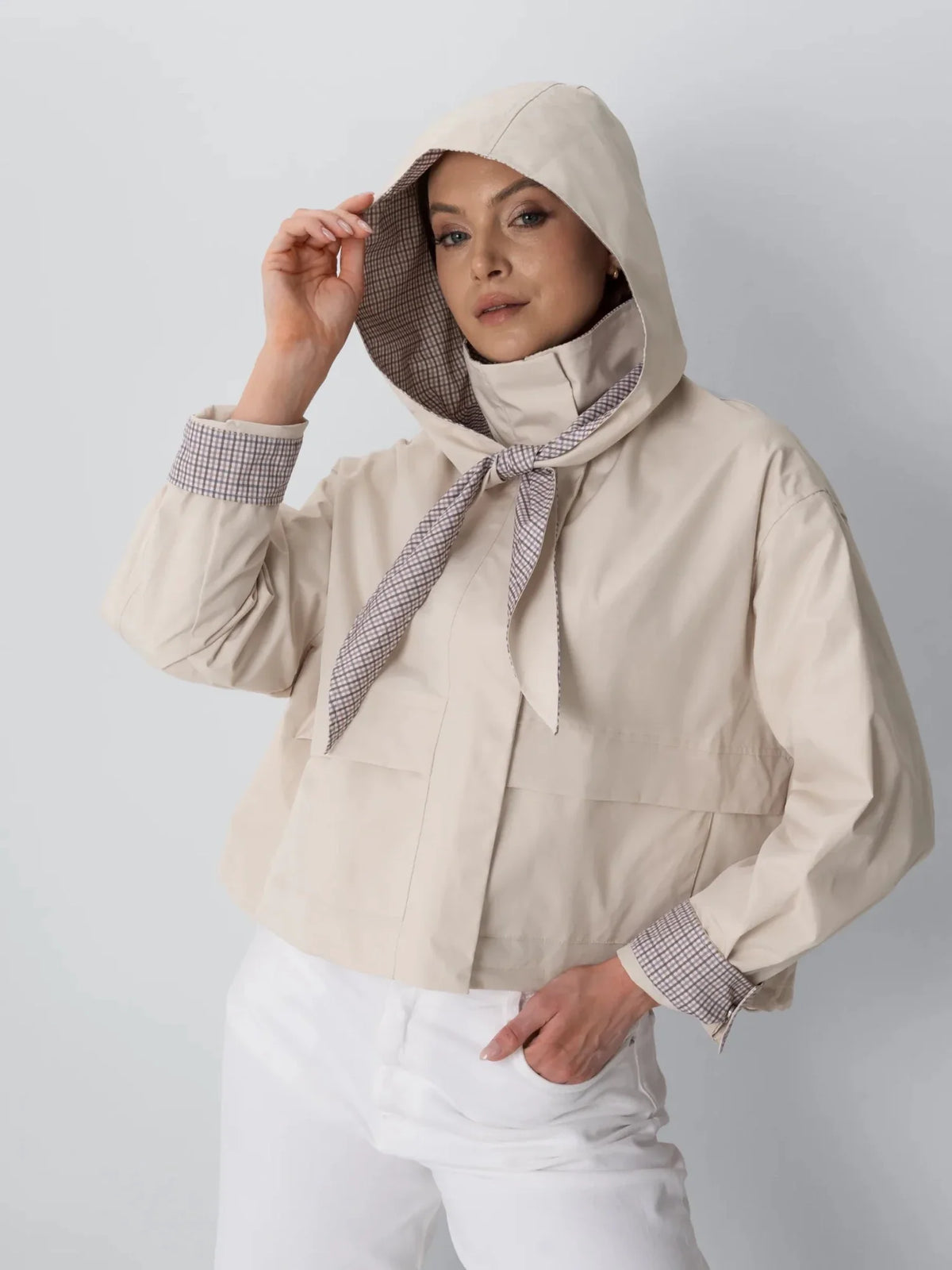 STM-TEX™ Funnel Collar Waterproof Bomber Jacket With Optional Hooded Scarf