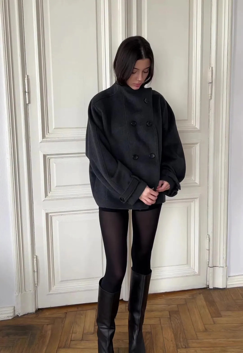 DAILYPICKD BLACK WOOL COAT
