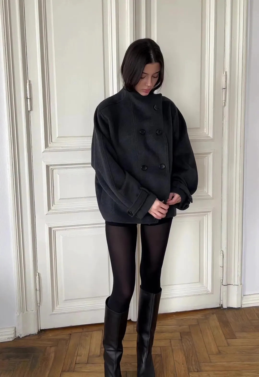 DAILYPICKD BLACK WOOL COAT