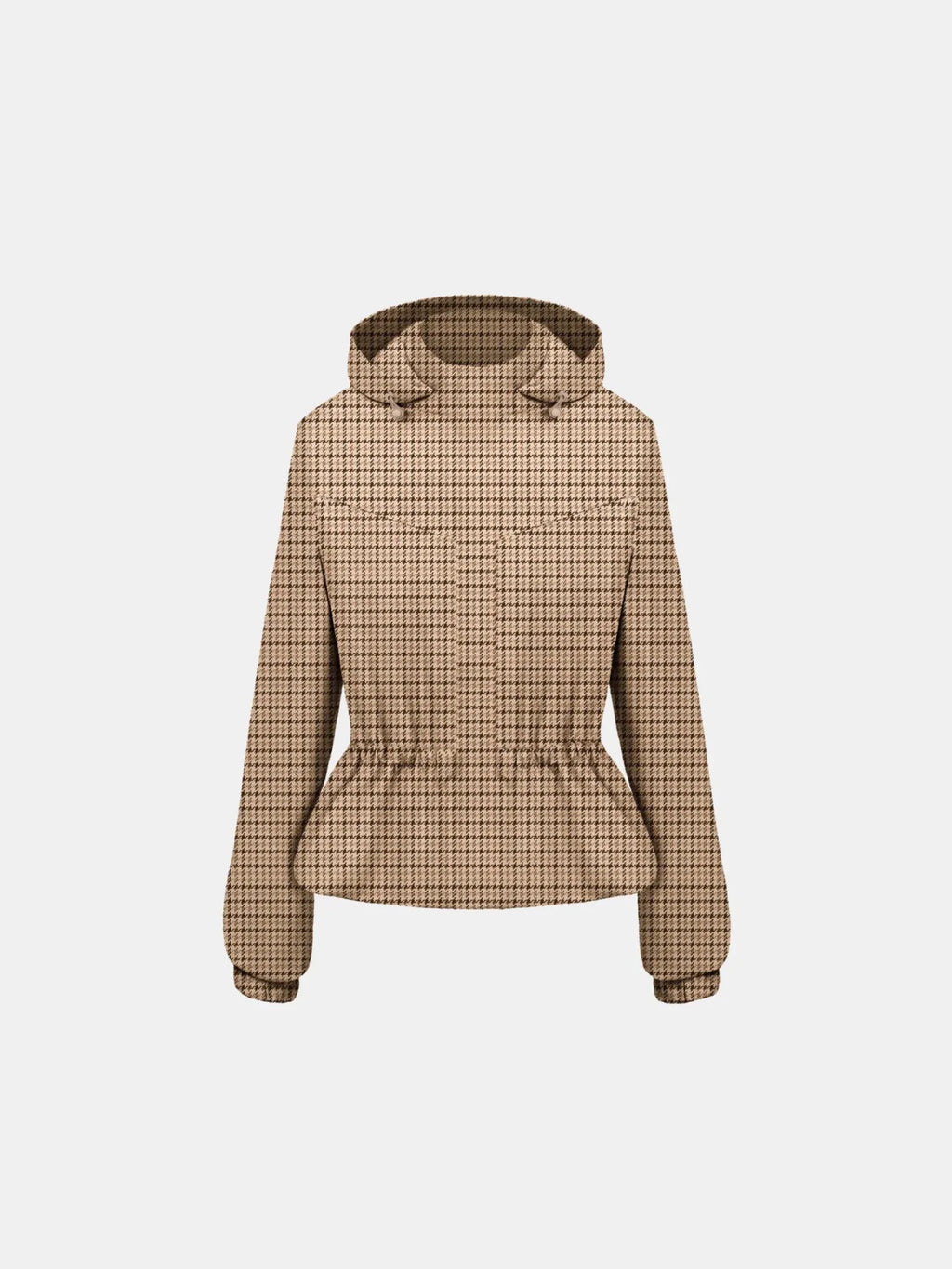 STM-TEX™ Beige Houndstooth Short Drawstring Waist Rain Jacket