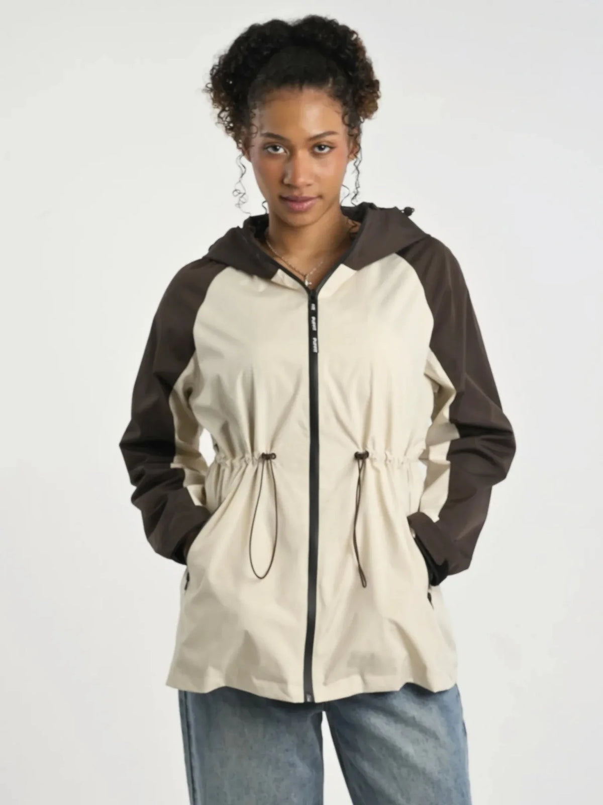 STM-TEX™ Brown/White Full-Zip Rain Jacket