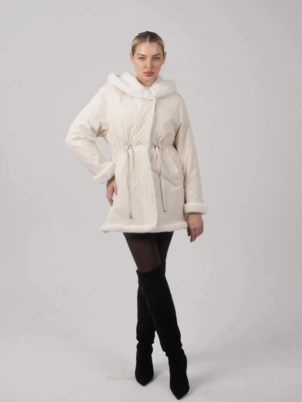 STM-TEX™ Faux Fur Lined Mid Length Rain Coat