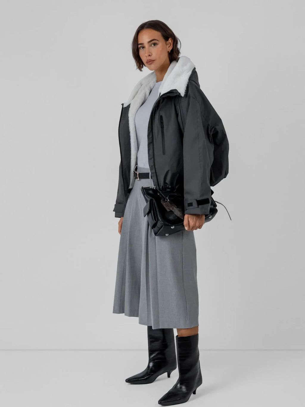 STM-TEX™ Faux Fur Lined One Size Short Oversized Rain Jacket