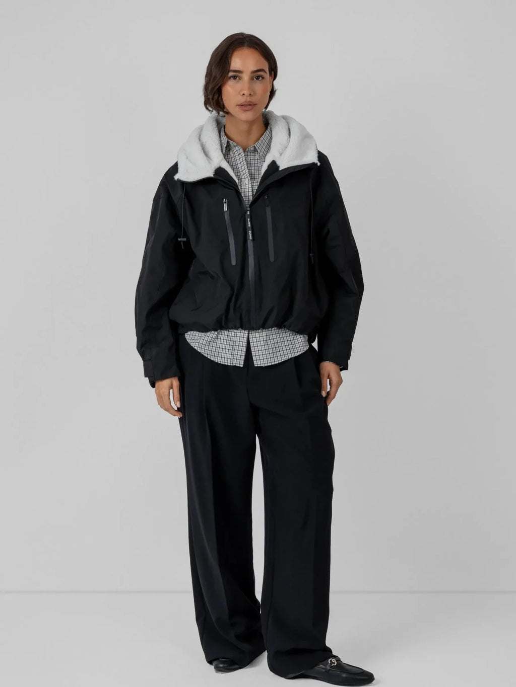 STM-TEX™ Faux Fur Lined One Size Short Oversized Rain Jacket