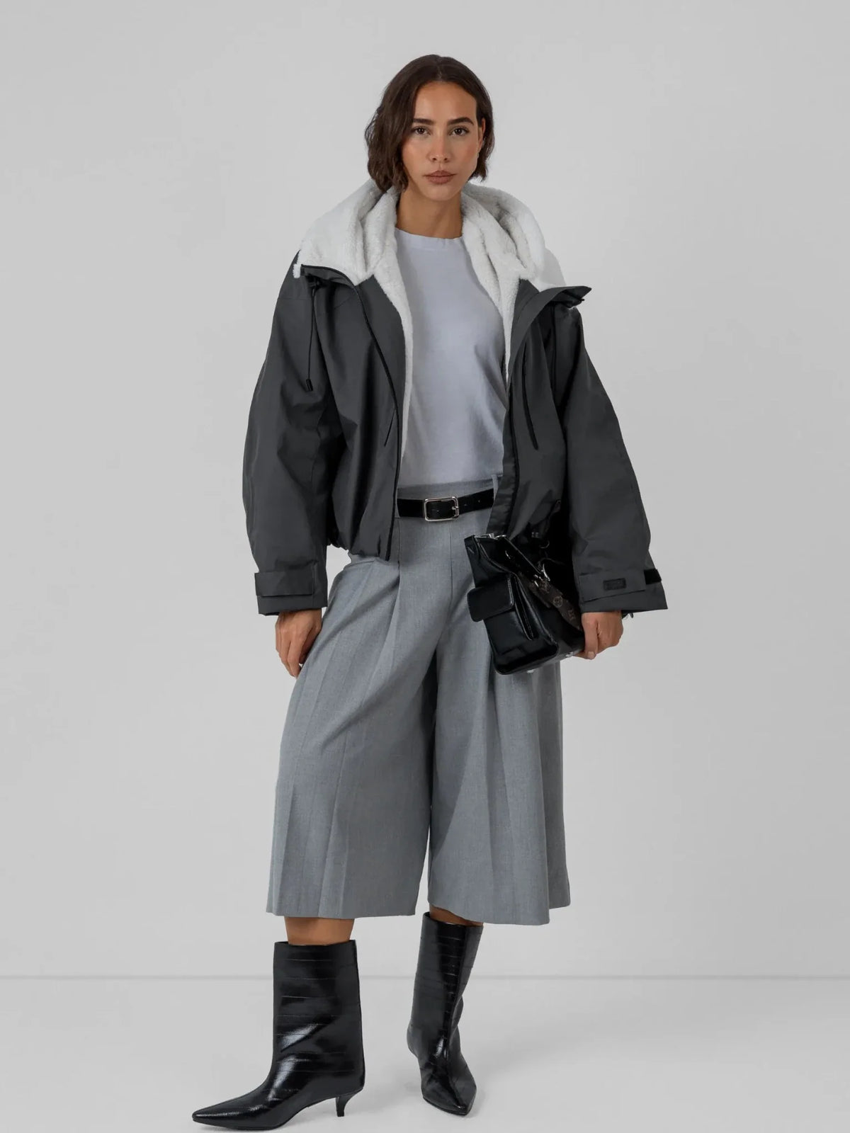 STM-TEX™ Faux Fur Lined One Size Short Oversized Rain Jacket