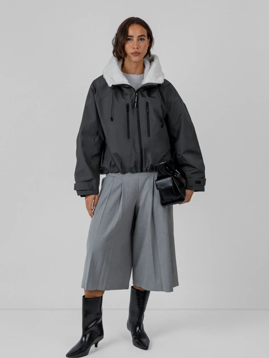 STM-TEX™ Faux Fur Lined One Size Short Oversized Rain Jacket