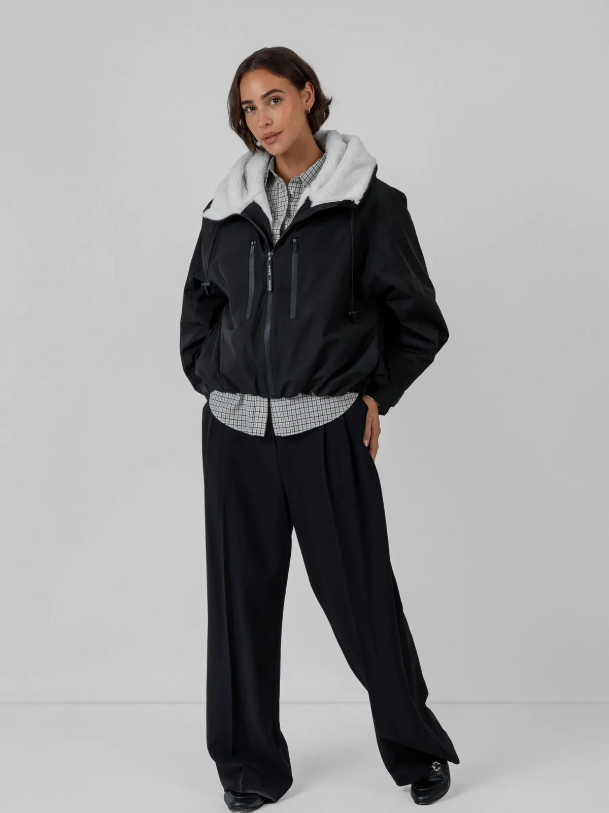 STM-TEX™ Faux Fur Lined One Size Short Oversized Rain Jacket
