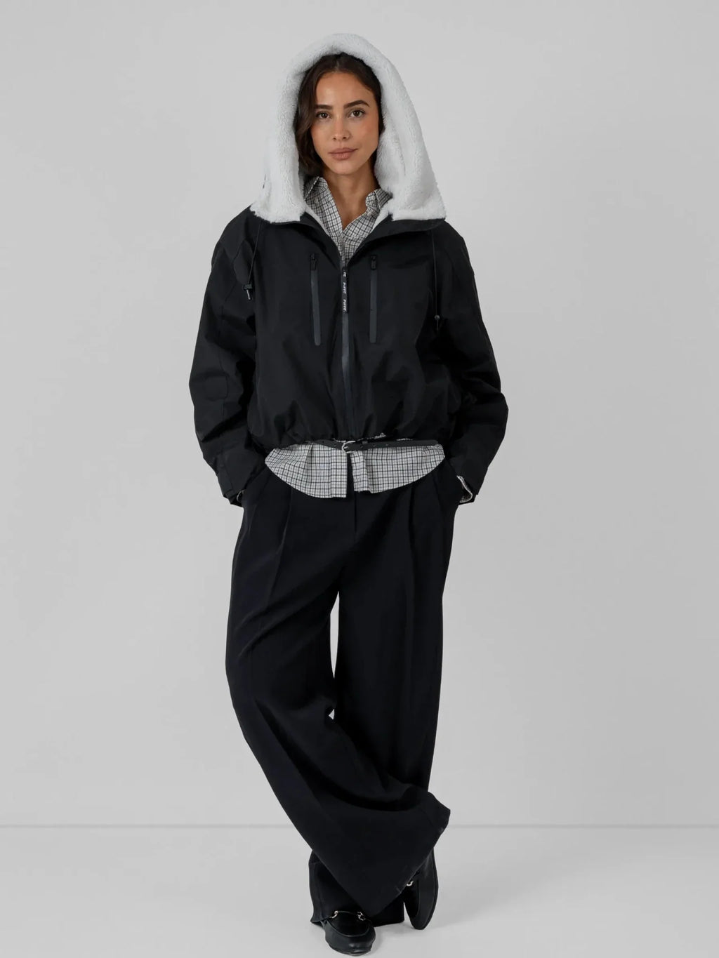 STM-TEX™ Faux Fur Lined One Size Short Oversized Rain Jacket