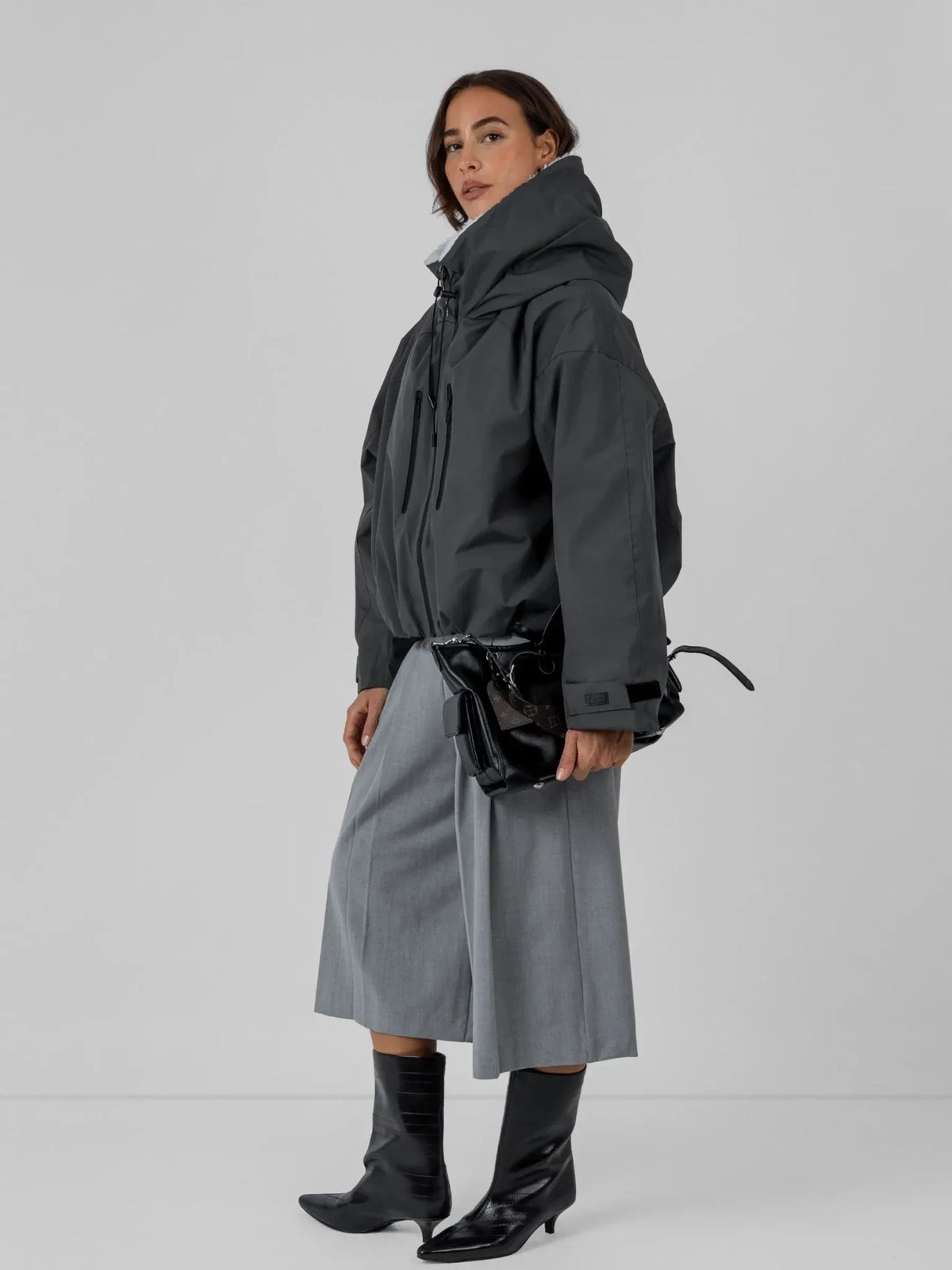 STM-TEX™ Faux Fur Lined One Size Short Oversized Rain Jacket