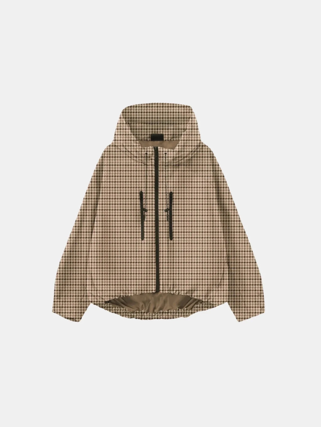 STM-TEX™ One Size Beige Houndstooth Short Oversized Rain Jacket
