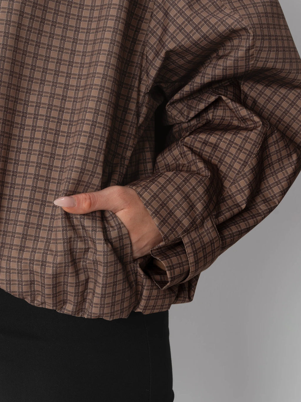 STM-TEX™ One Size Brown Check Short Oversized Rain Jacket