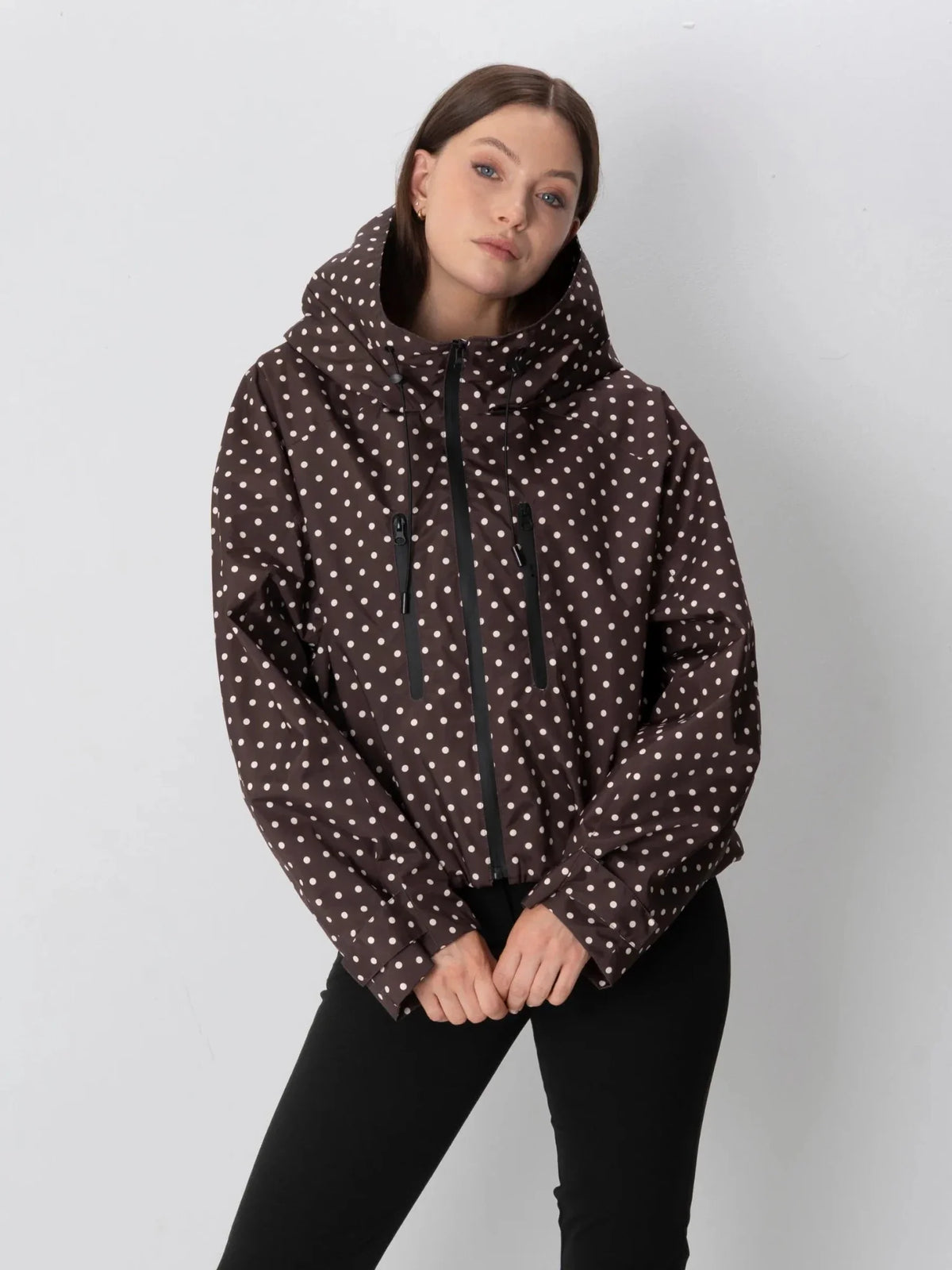 STM-TEX™ One Size Brown Dot Short Oversized Rain Jacket