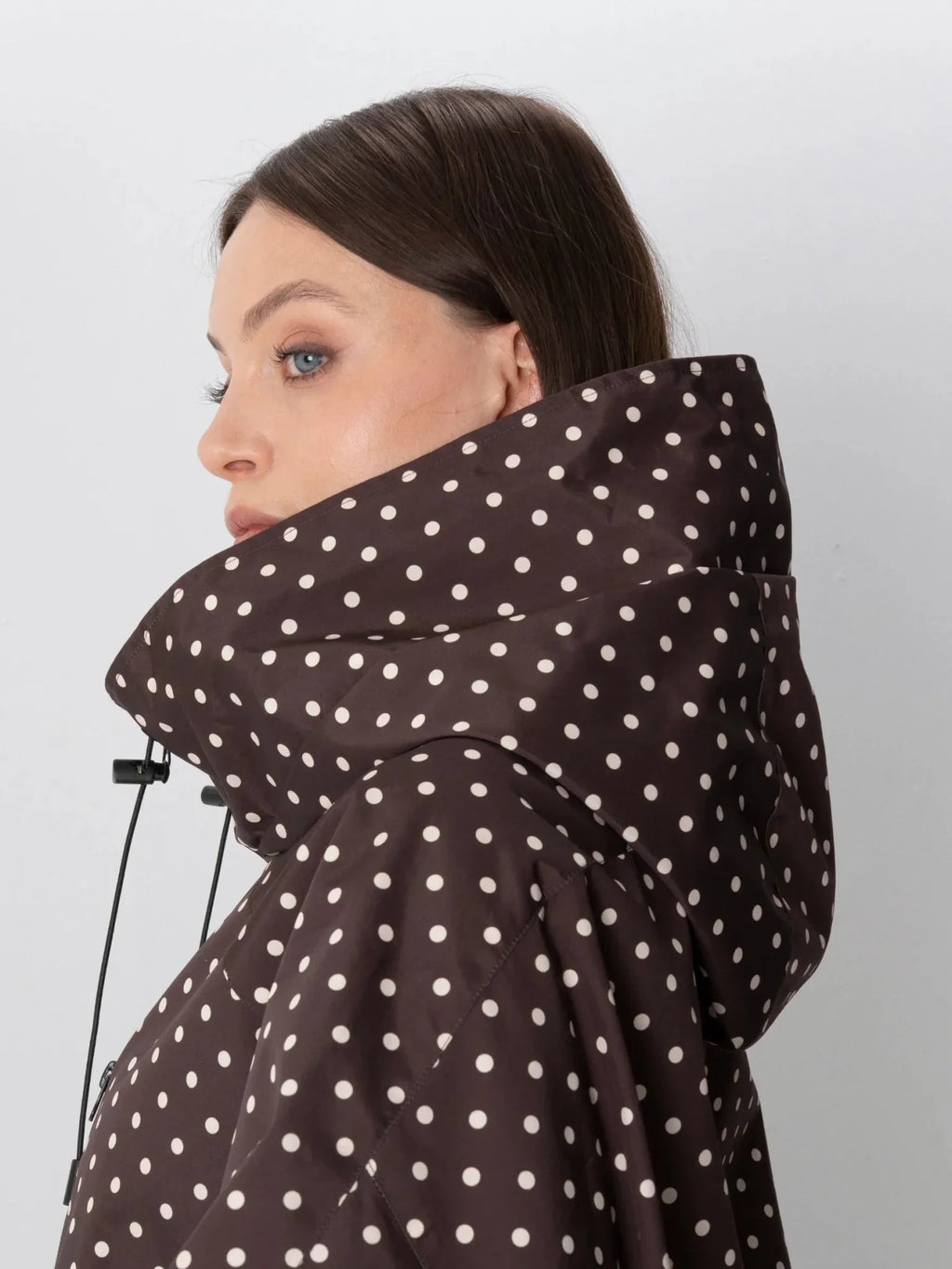 STM-TEX™ One Size Brown Dot Short Oversized Rain Jacket