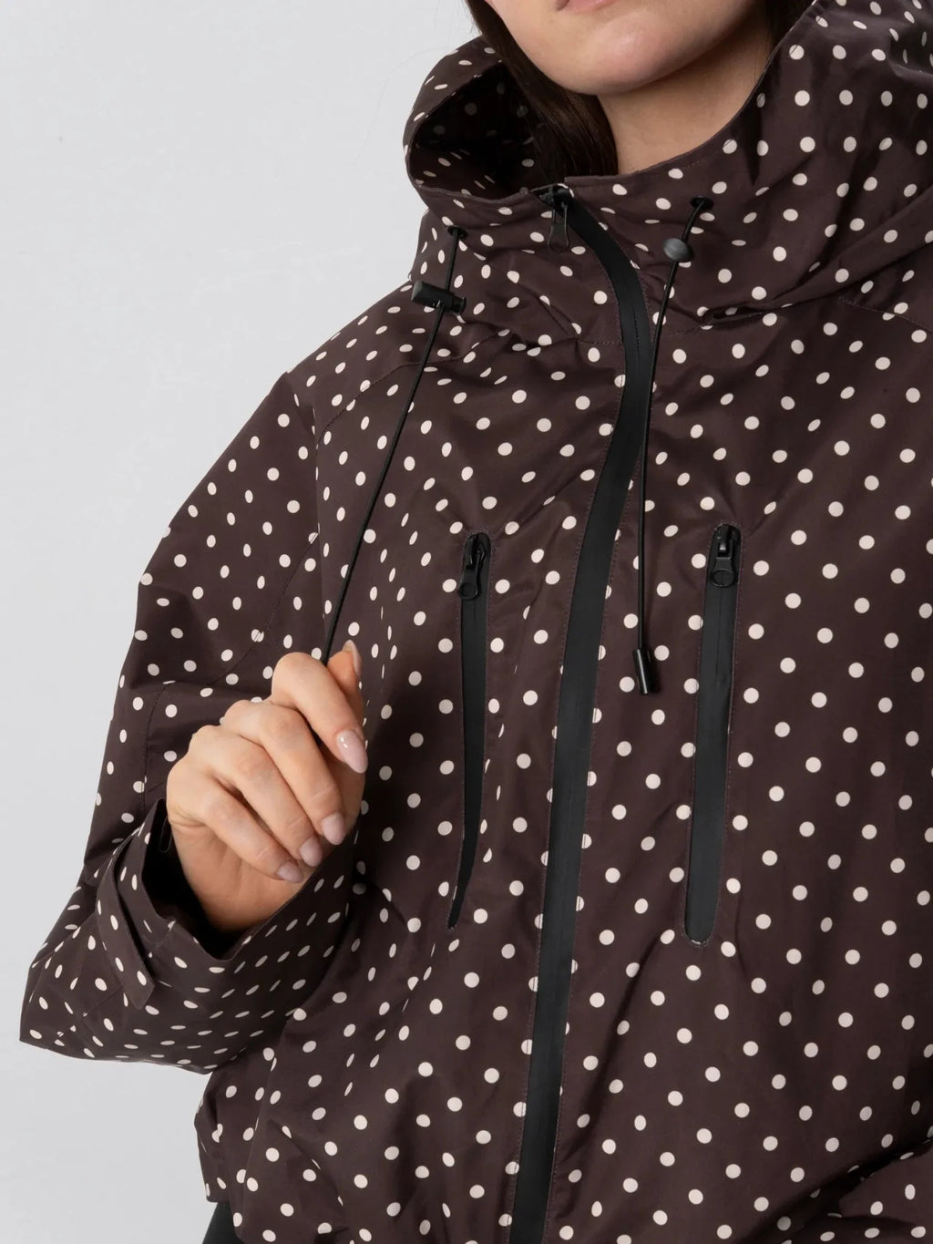 STM-TEX™ One Size Brown Dot Short Oversized Rain Jacket