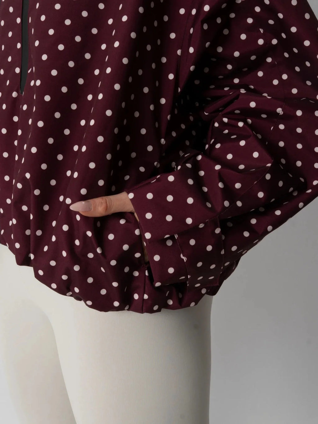 STM-TEX™ One Size Burgundy Dot Short Oversized Rain Jacket