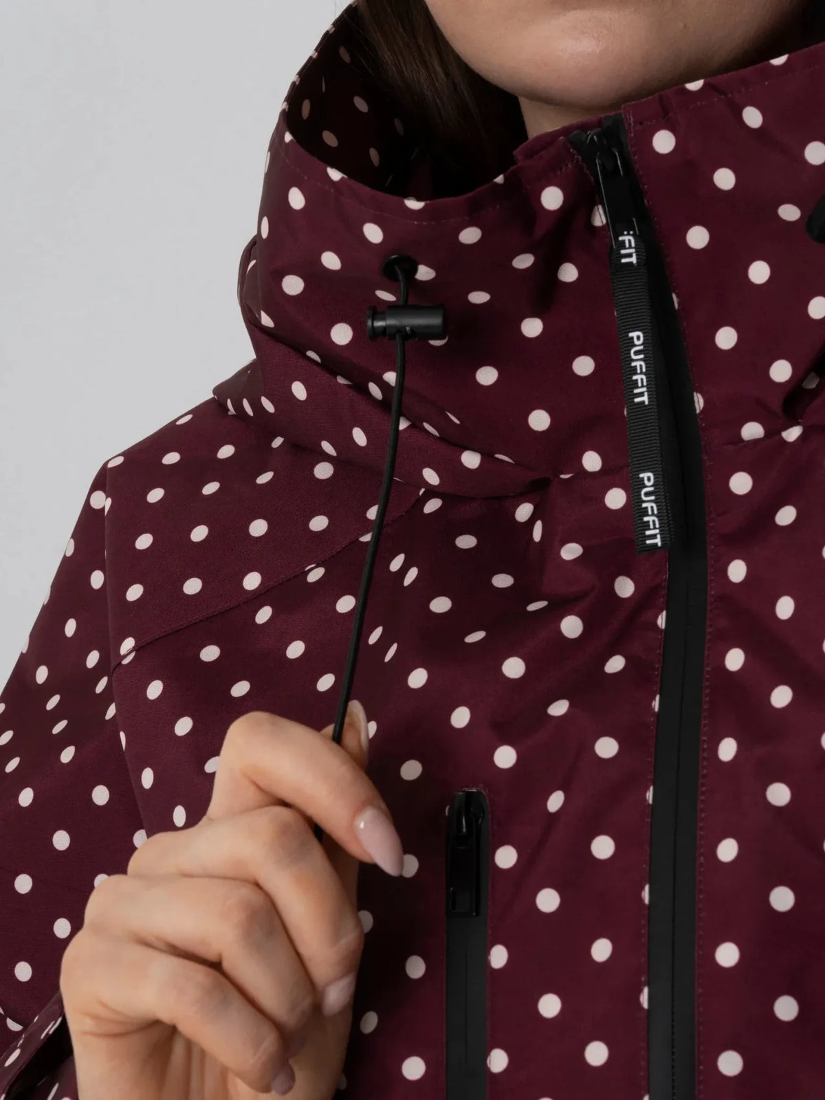 STM-TEX™ One Size Burgundy Dot Short Oversized Rain Jacket