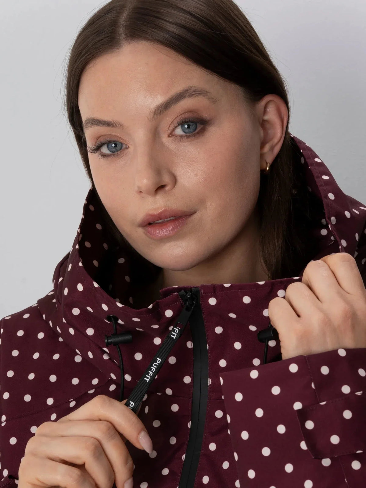 STM-TEX™ One Size Burgundy Dot Short Oversized Rain Jacket