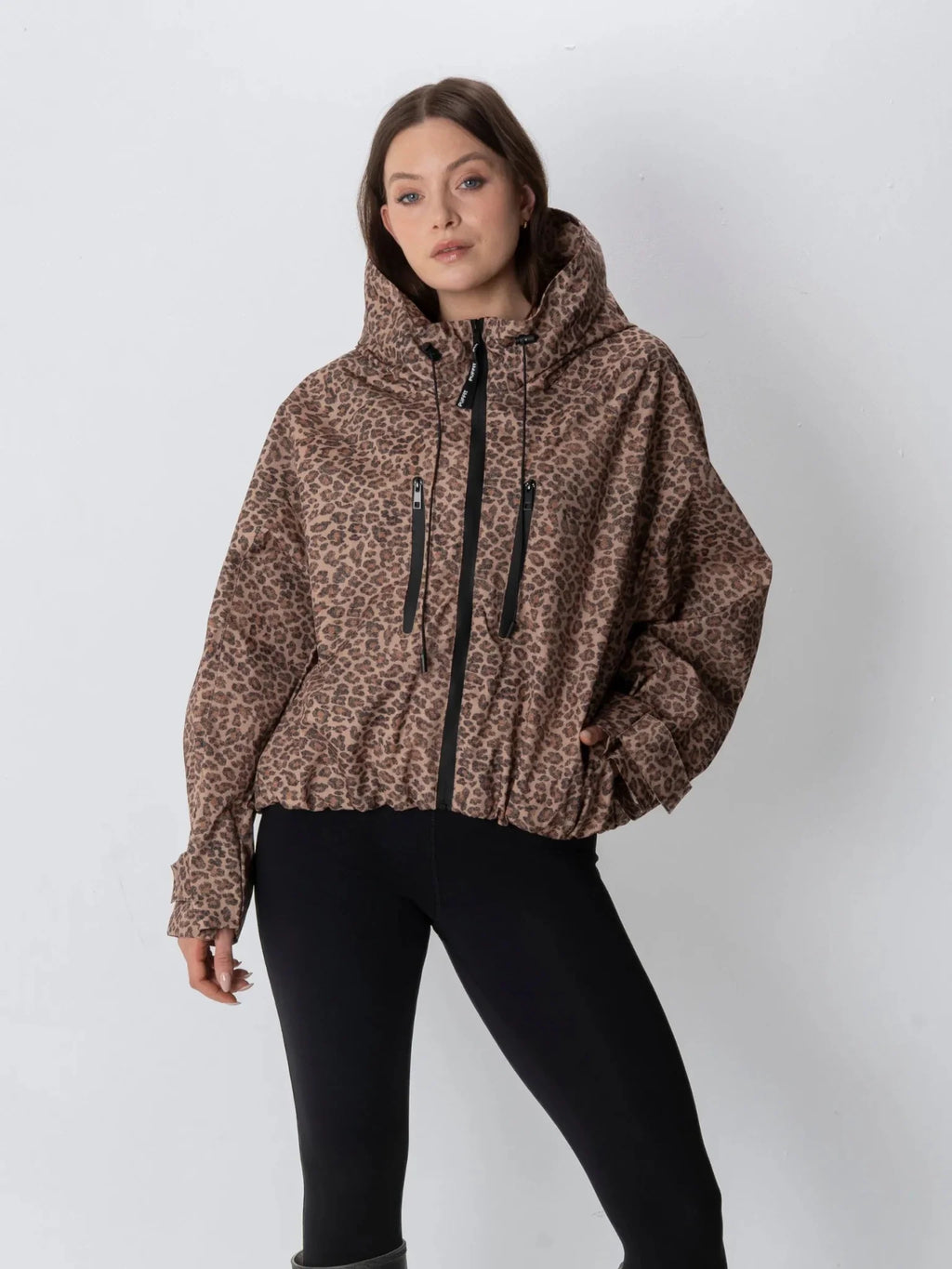 STM-TEX™ One Size Leopard Print Short Oversized Rain Jacket