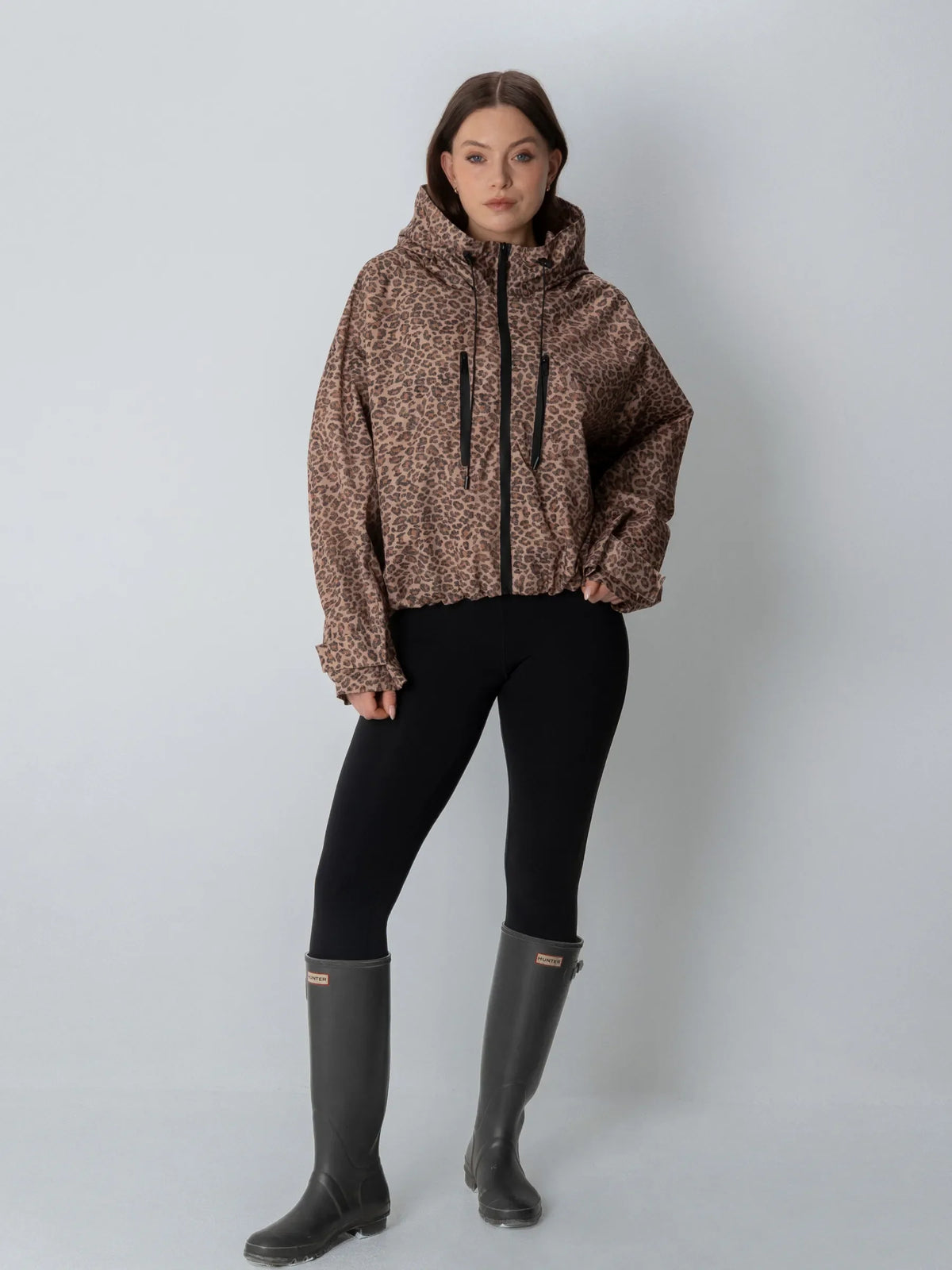 STM-TEX™ One Size Leopard Print Short Oversized Rain Jacket