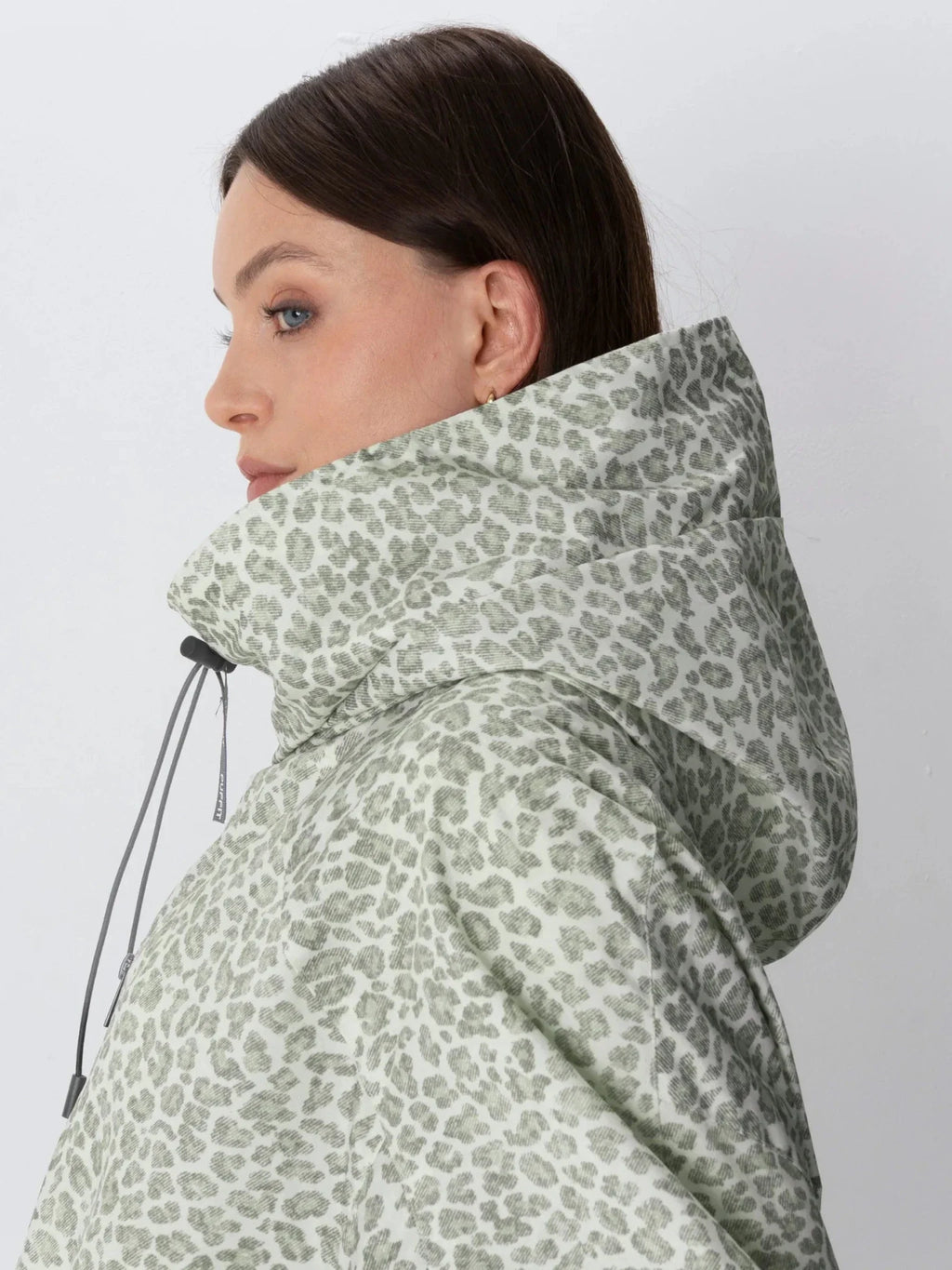 STM-TEX™ One Size Olive Leopard Short Oversized Rain Jacket