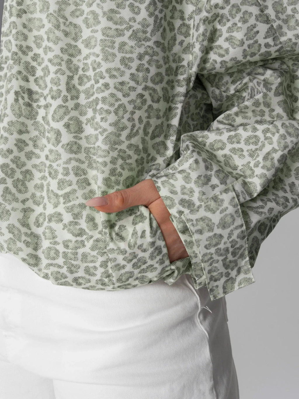 STM-TEX™ One Size Olive Leopard Short Oversized Rain Jacket