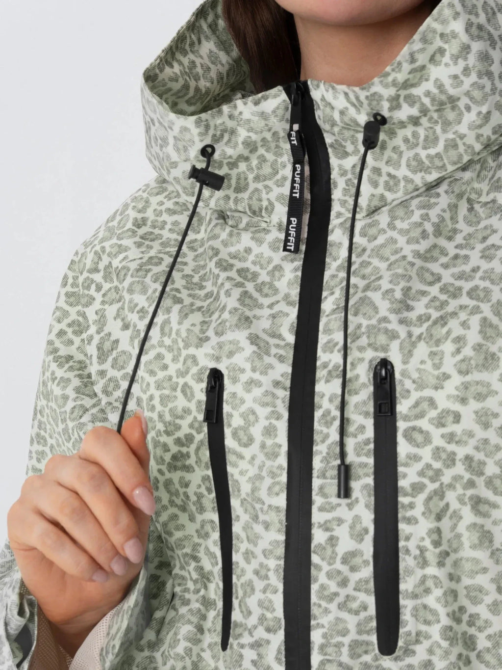 STM-TEX™ One Size Olive Leopard Short Oversized Rain Jacket