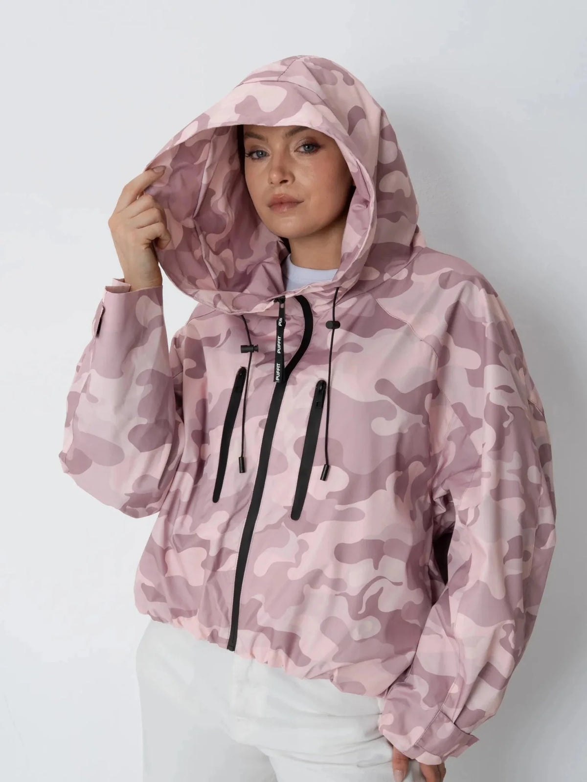 STM-TEX™ One Size Pink Camo Short Oversized Rain Jacket