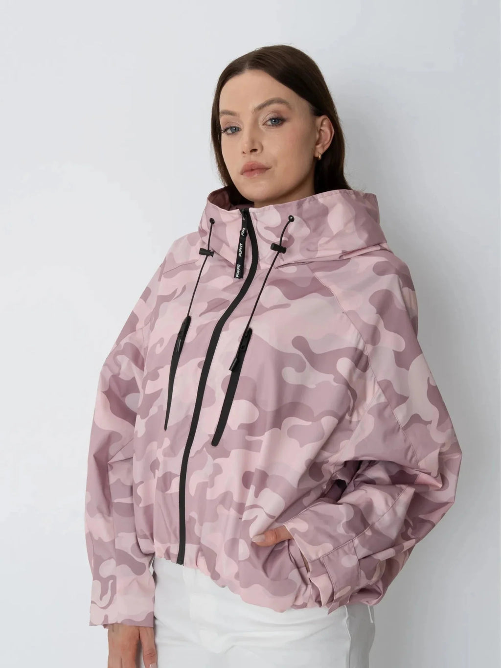 STM-TEX™ One Size Pink Camo Short Oversized Rain Jacket