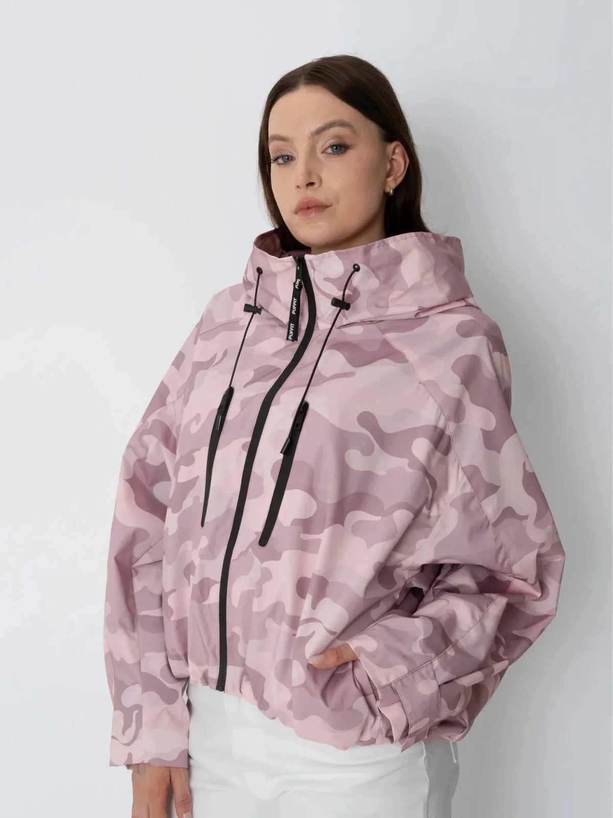 STM-TEX™ One Size Pink Camo Short Oversized Rain Jacket