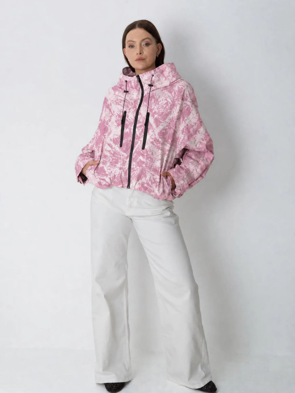 STM-TEX™ One Size Pink Forest Camo Short Oversized Rain Jacket