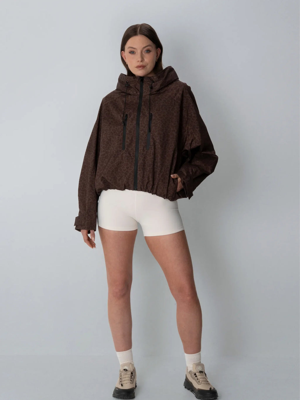 STM-TEX™ One Size Leopard Print Short Oversized Rain Jacket