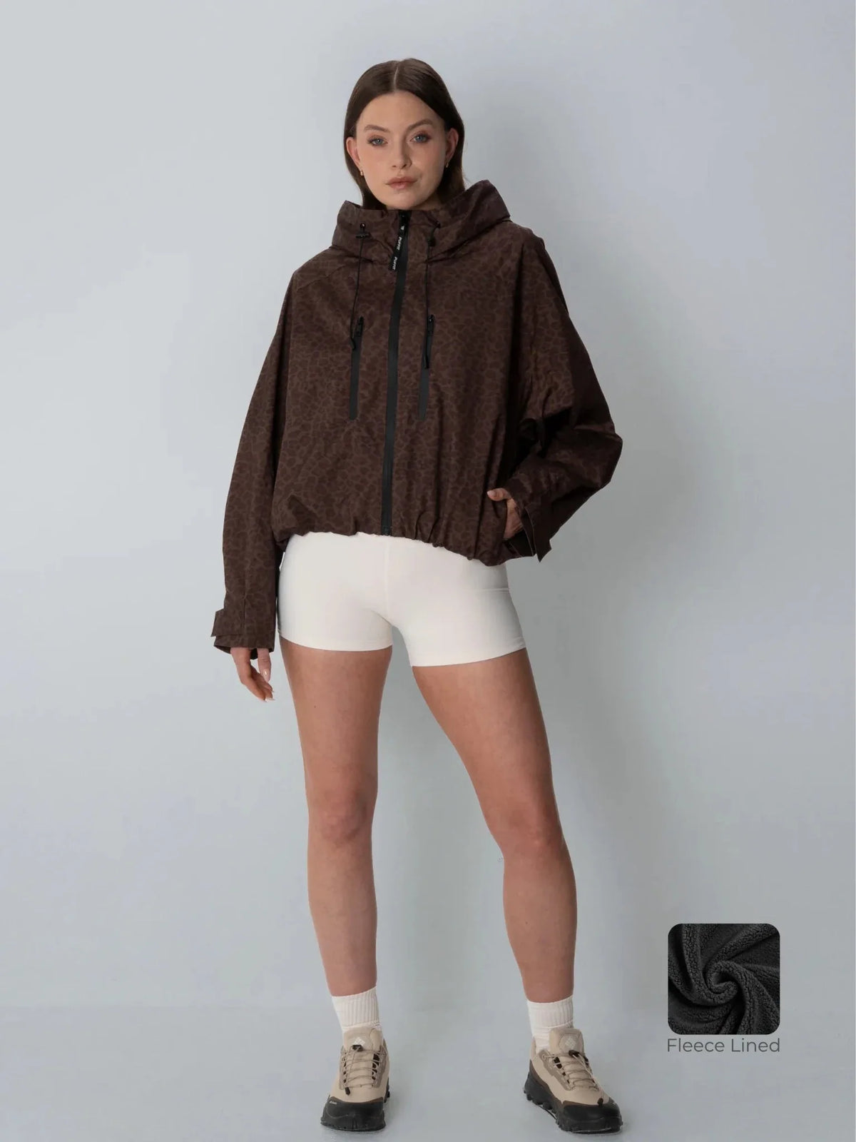 STM-TEX™ One Size Mocha Leopard Short Oversized Rain Jacket