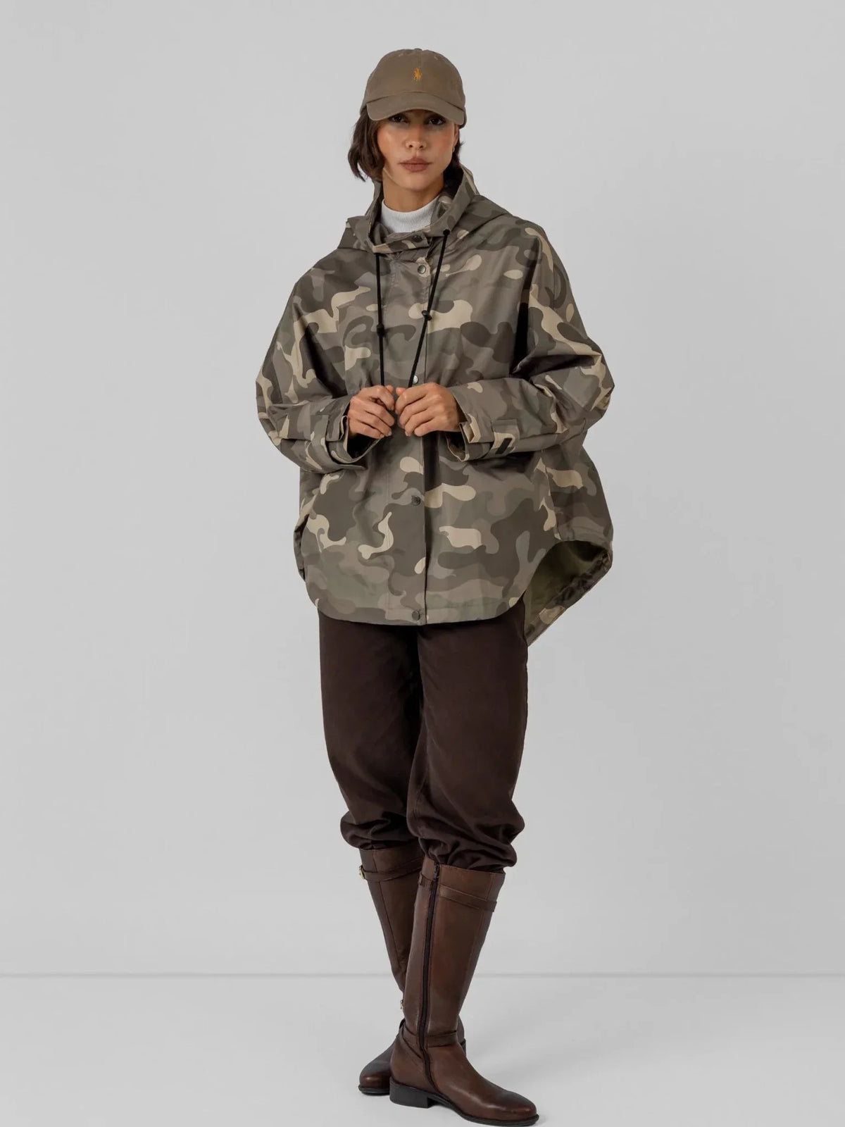 STM-TEX™ One Size Taupe Camo Mid Length Oversized Rain Jacket