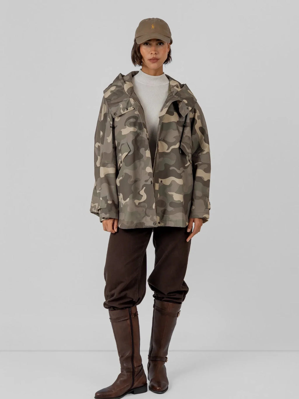 STM-TEX™ One Size Taupe Camo Mid Length Oversized Rain Jacket