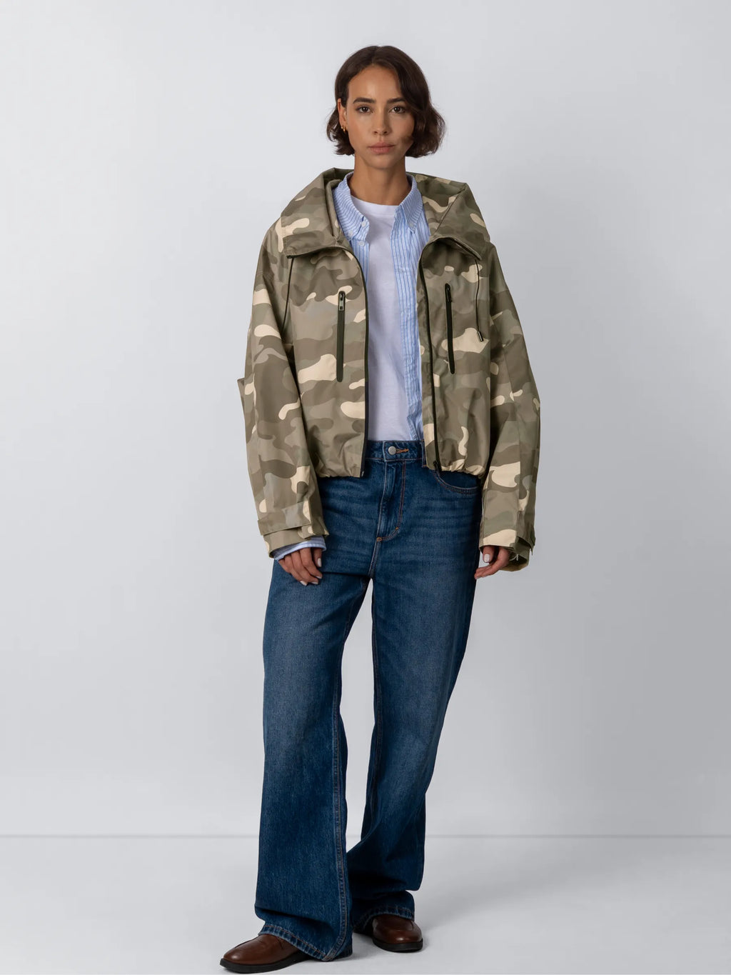 STM-TEX™ One Size Pink Camo Short Oversized Rain Jacket