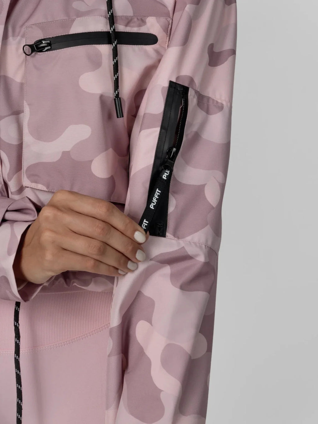 STM-TEX™ Pink Camo Cropped Detached Hooded Rain Jacket