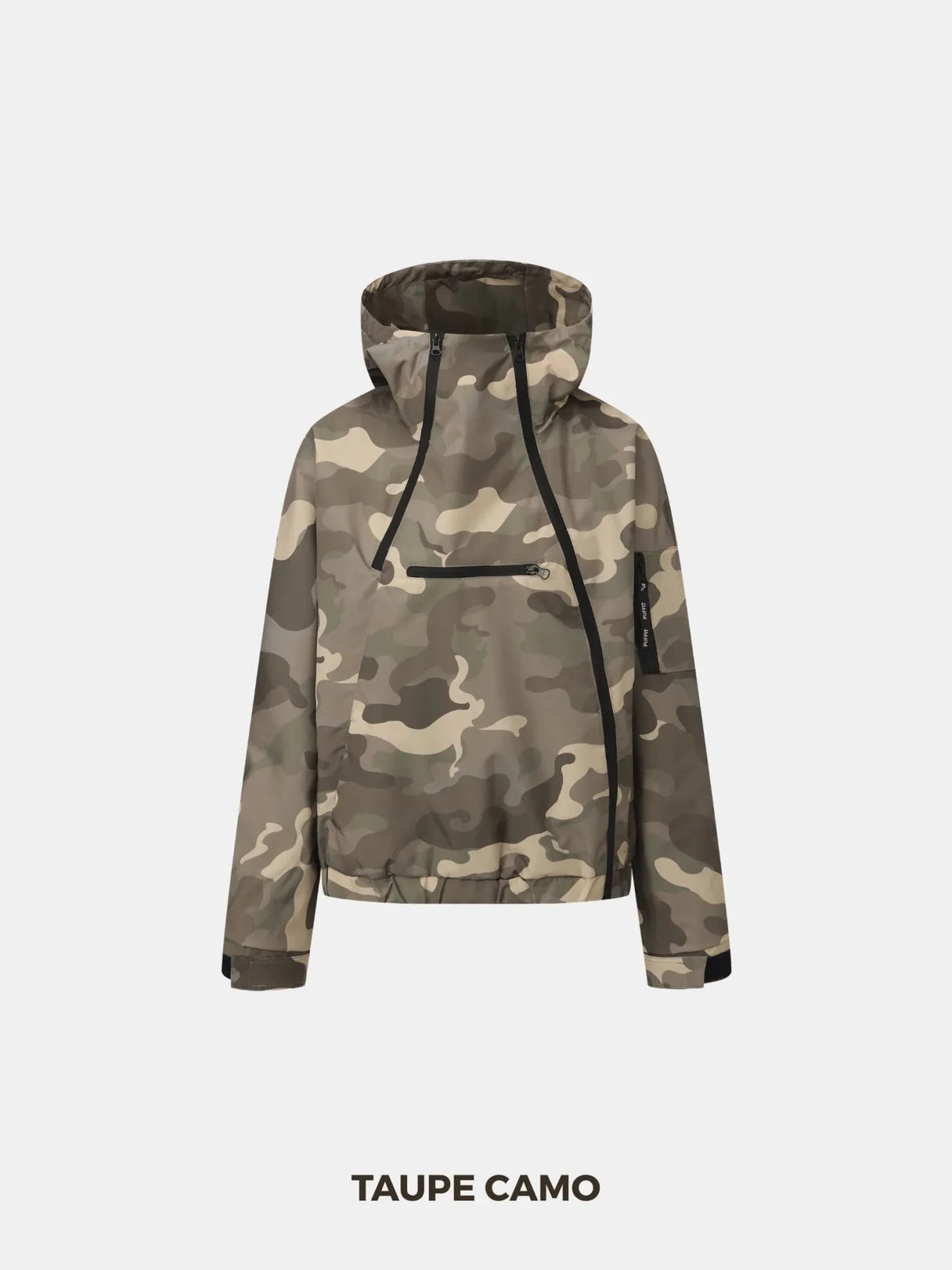 STM-TEX™ Taupe Camo Short Asymmetric Zip Rain Hoodie