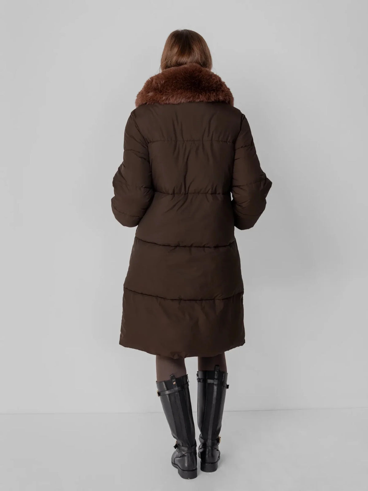 WarmCore™ Faux Fur Collar Long Puffer Jacket