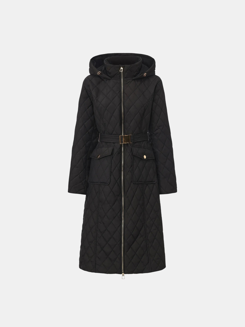WarmCore™ Long Dimond Quilted Belted Puffer