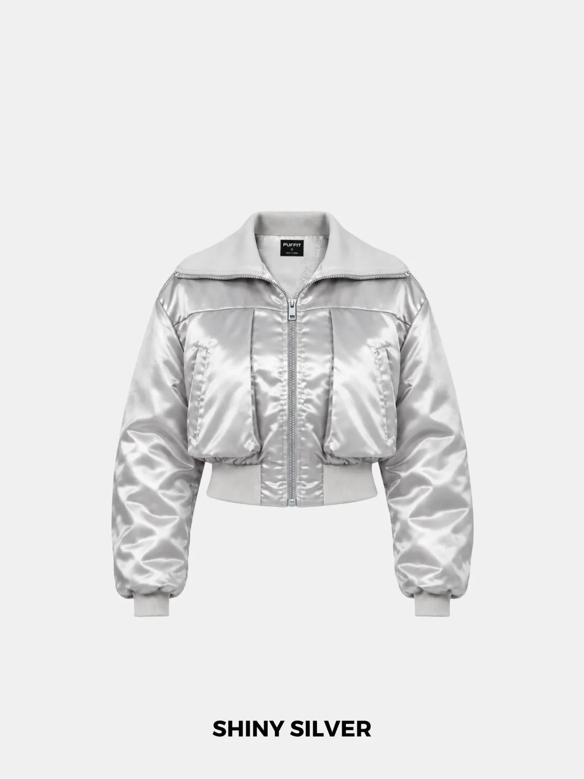 WarmCore™ Shiny Cropped Padded Bomber