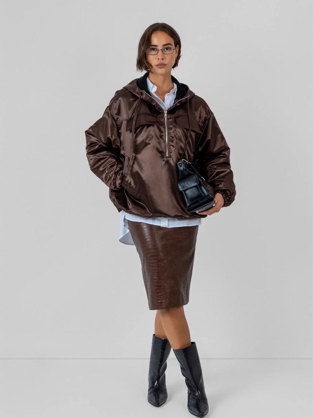 WarmCore™ Shiny Oversized Fleece Lined Hoodie