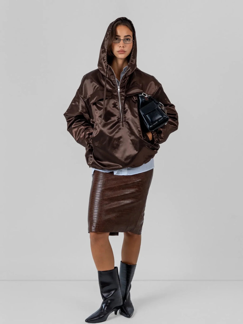 WarmCore™ Shiny Oversized Fleece Lined Hoodie