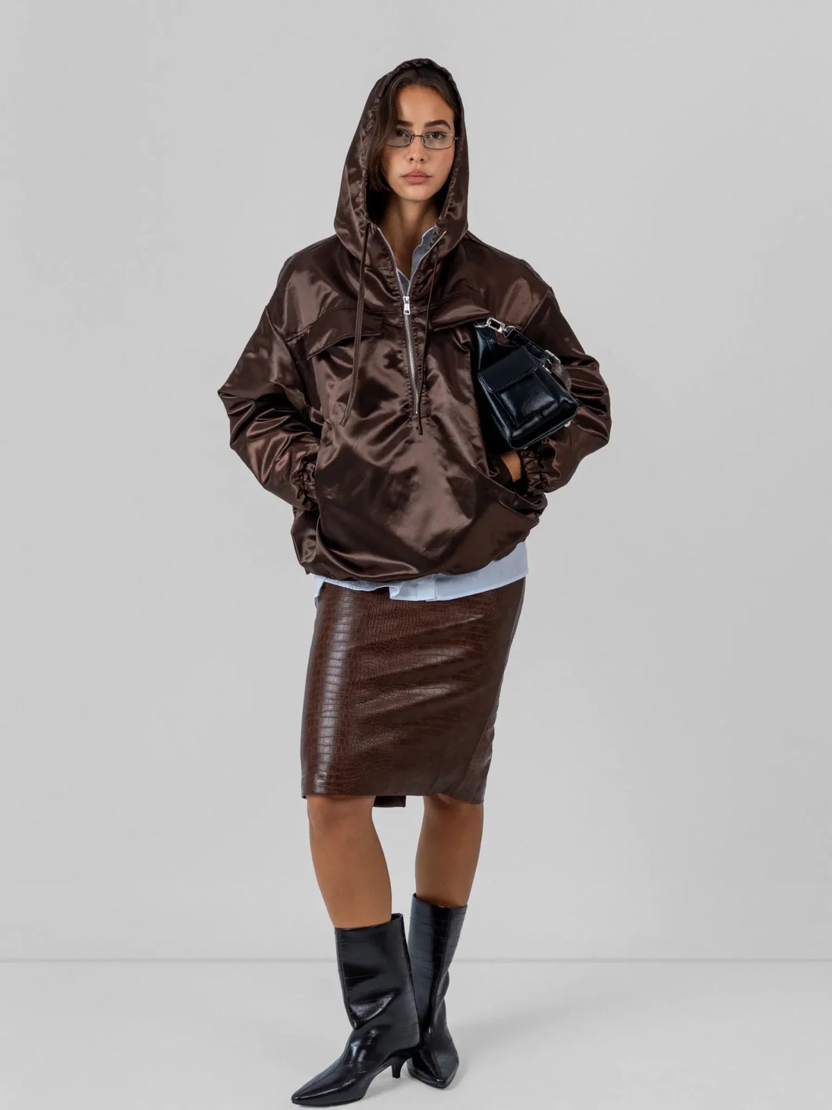 WarmCore™ Shiny Oversized Fleece Lined Hoodie